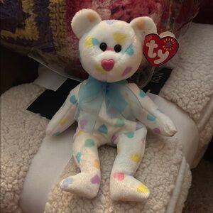New Ty Kiss Me Beanie Baby Colorful Bear Plush Toy